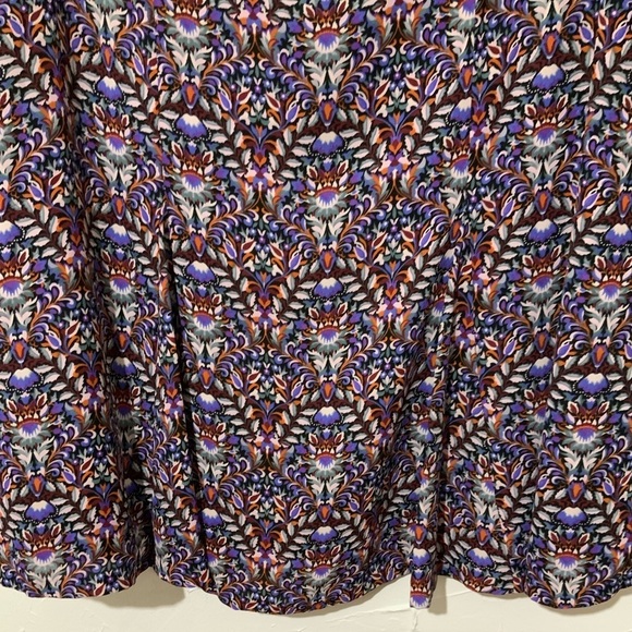 The Limited Paisley Long Sleeve A-Line Flare Purple Boho Drop Waist Dress Sz 12 - Picture 5 of 10